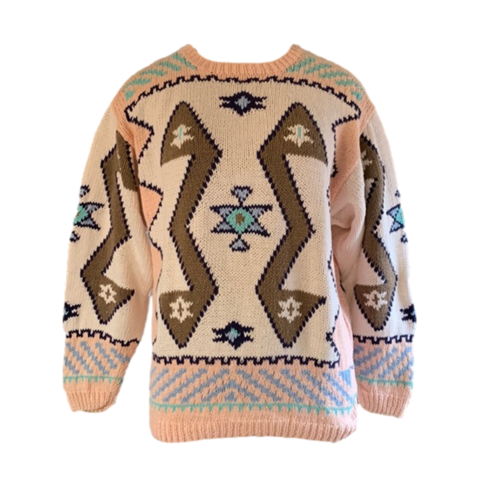 Susann D hand knitted vintage patterned sz M sweater